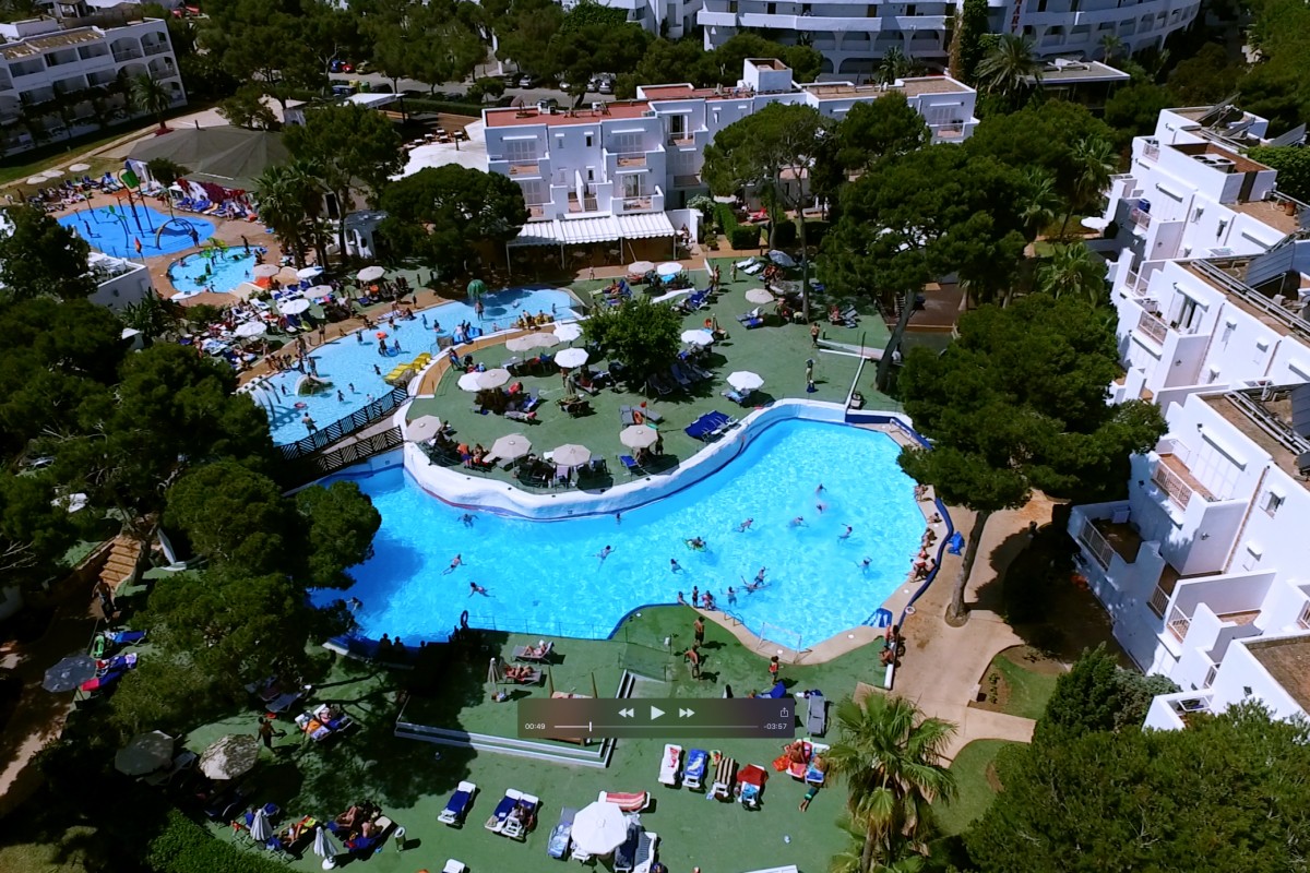 General view of the different swimming pools at Hotel Club Es Talaial