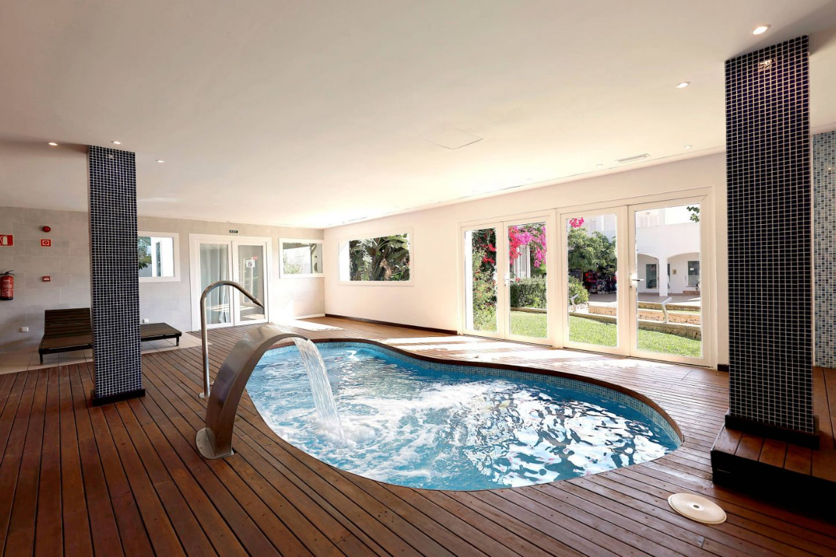 Heated indoor pool overlooking the gardens