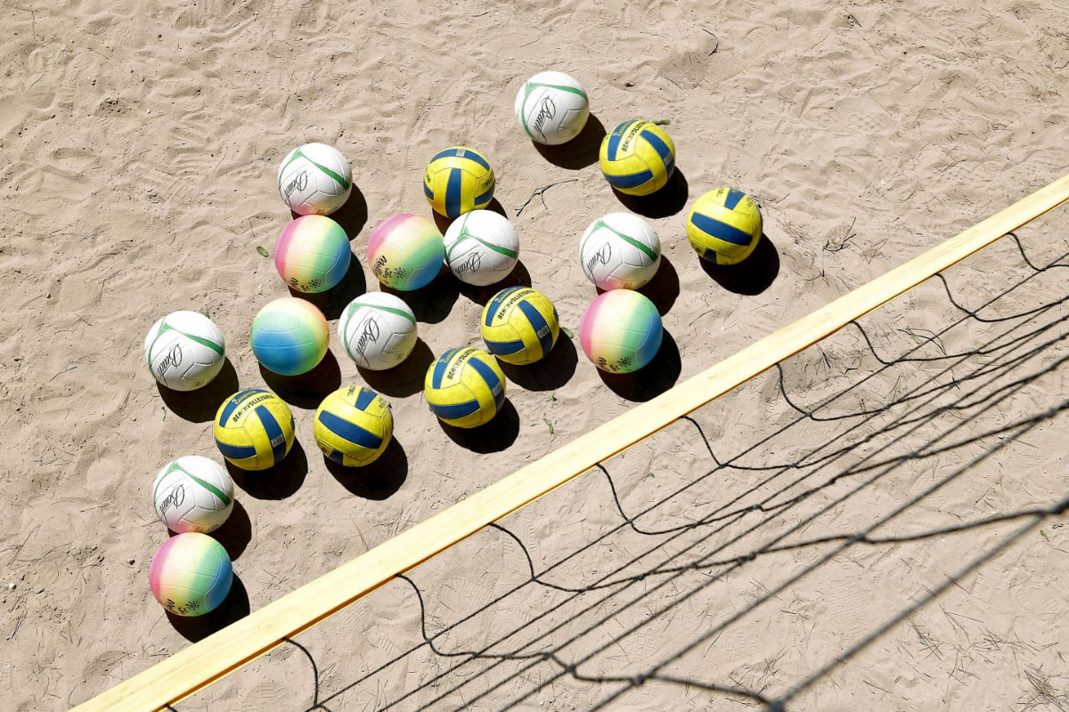 Volleyballs on sand