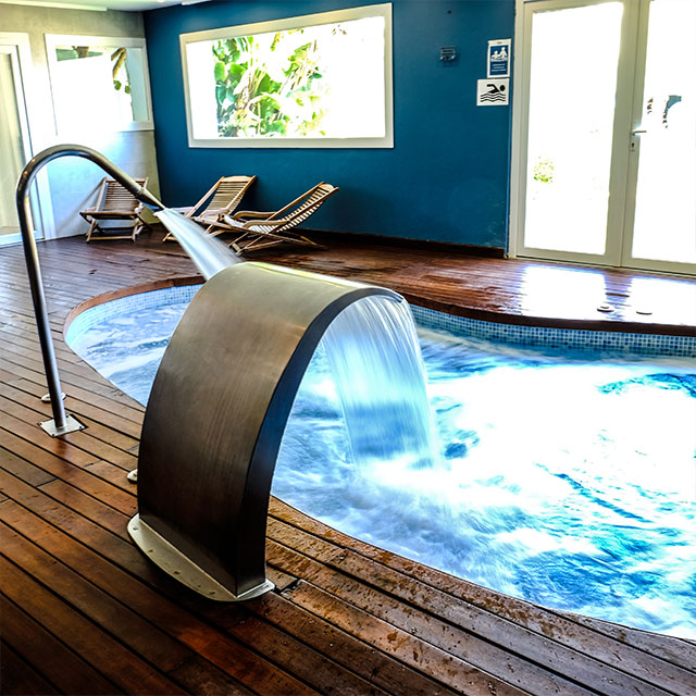 Waterfall and cervical canyon in the spa area