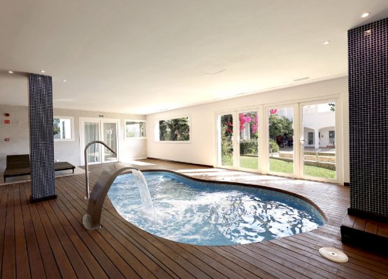 Heated indoor pool overlooking the gardens